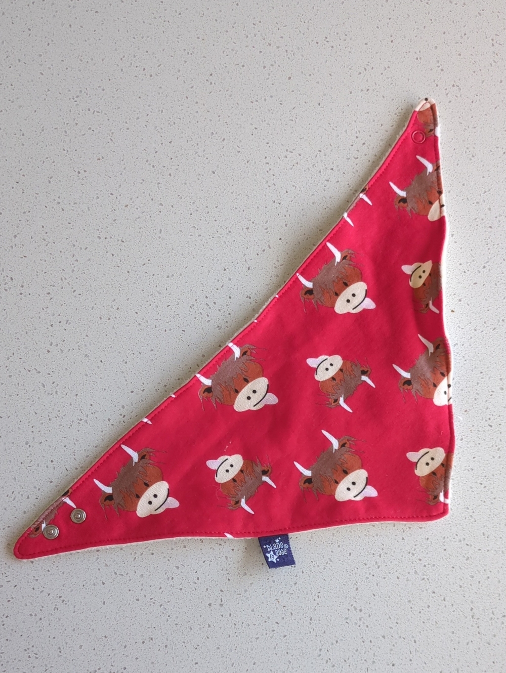 Red Highland Cow Bandana Bib with Snap Closure